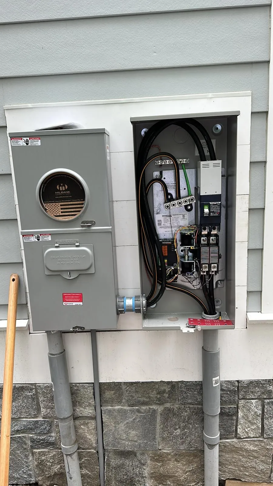 Meter and main disconnect, open, a Storm Electrical job in Massachusetts
