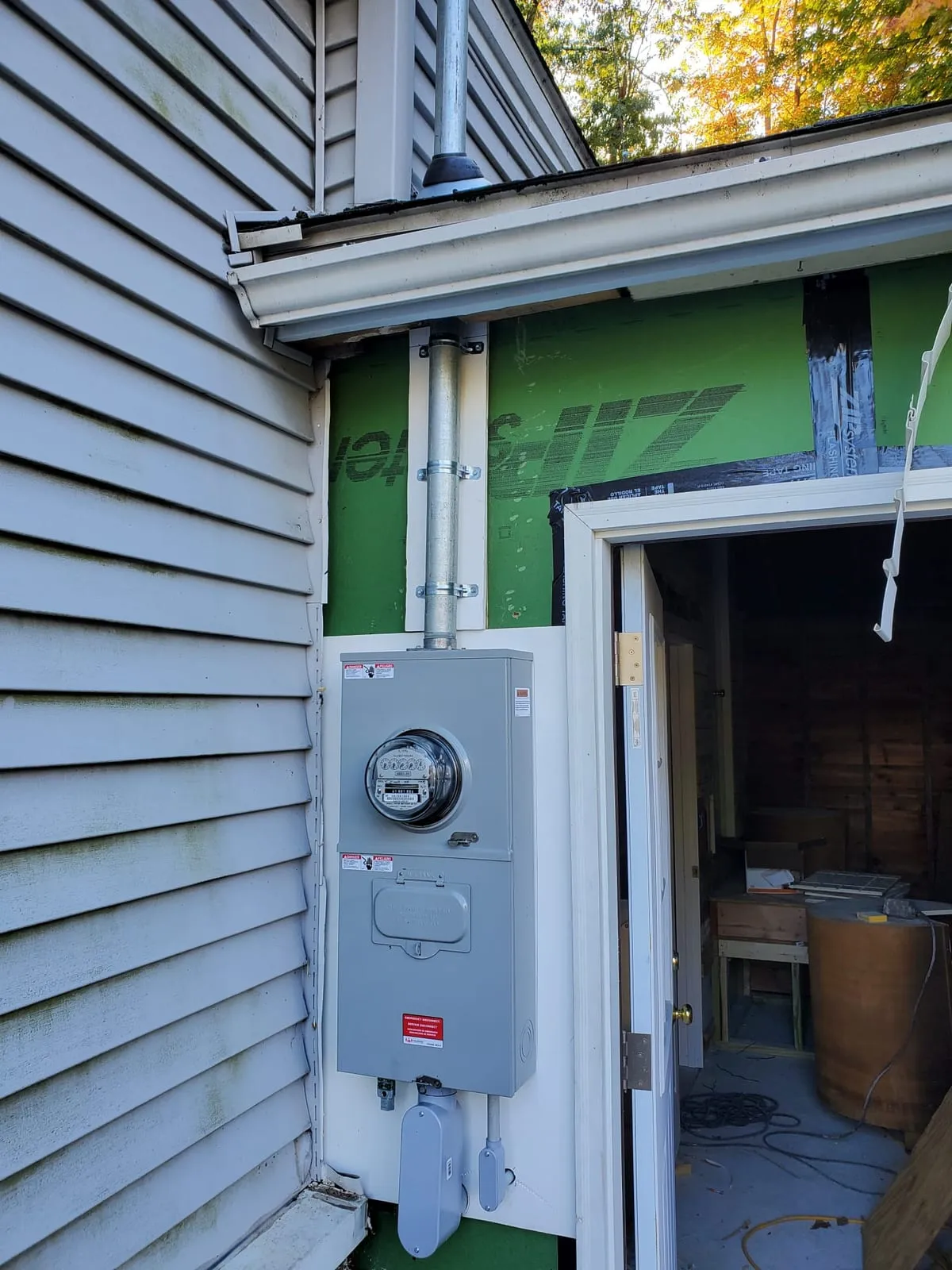 Meter socket on a new addition, a Storm Electrical job in Massachusetts